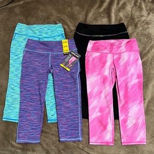 Girls Kirkland Signature Capri Leggings Set Lot 4 Size Small 7/8 Athletic Costco